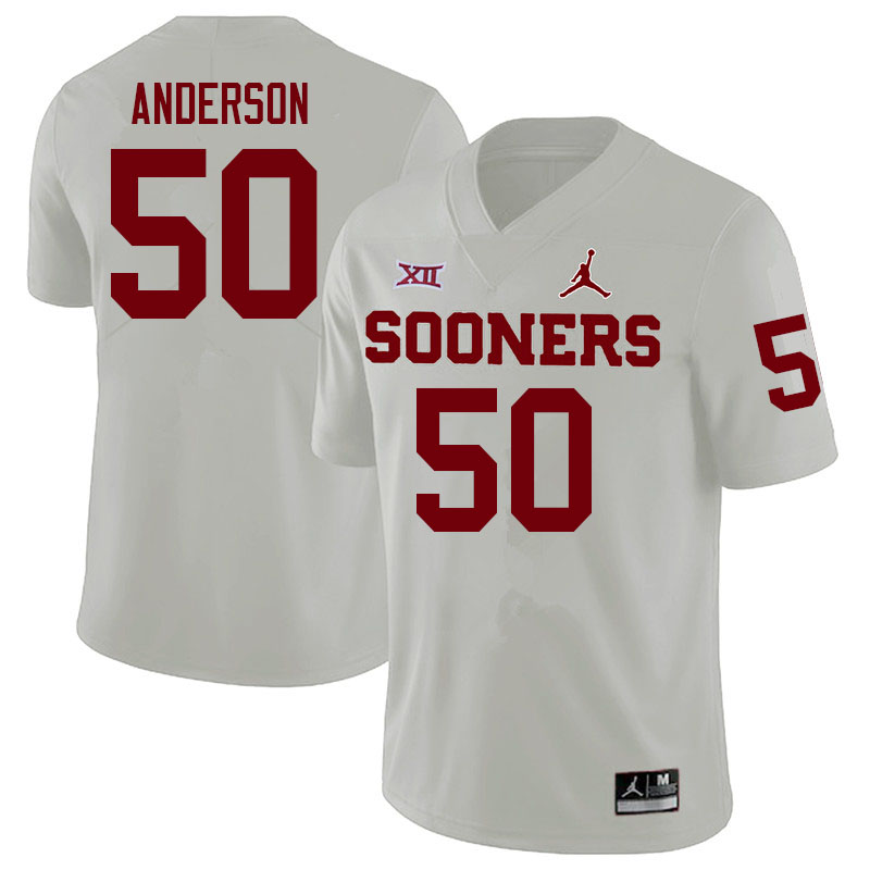 Men #50 Ben Anderson Oklahoma Sooners College Football Jerseys Sale-White - Click Image to Close